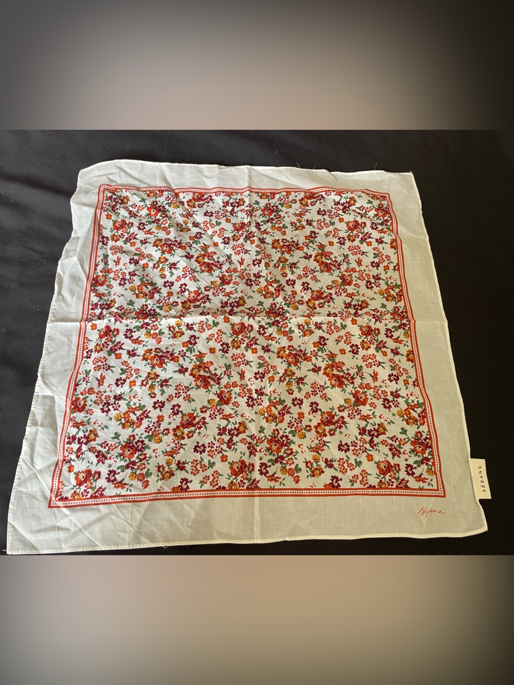 Sezane Gaston 100% Cotton Floral Print Square Scarf
